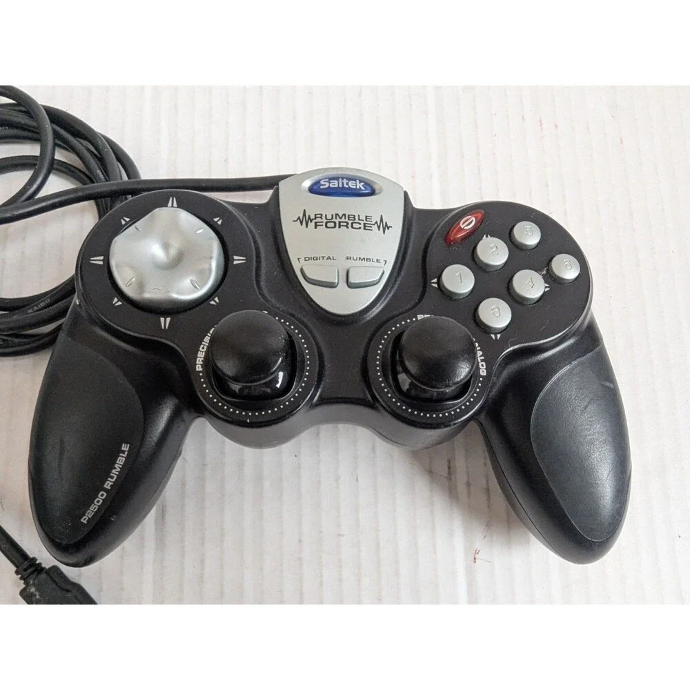 Lot Of 2 Saitek P2500 Rumble Precision Analog & P 990 Dual Analog Controller
